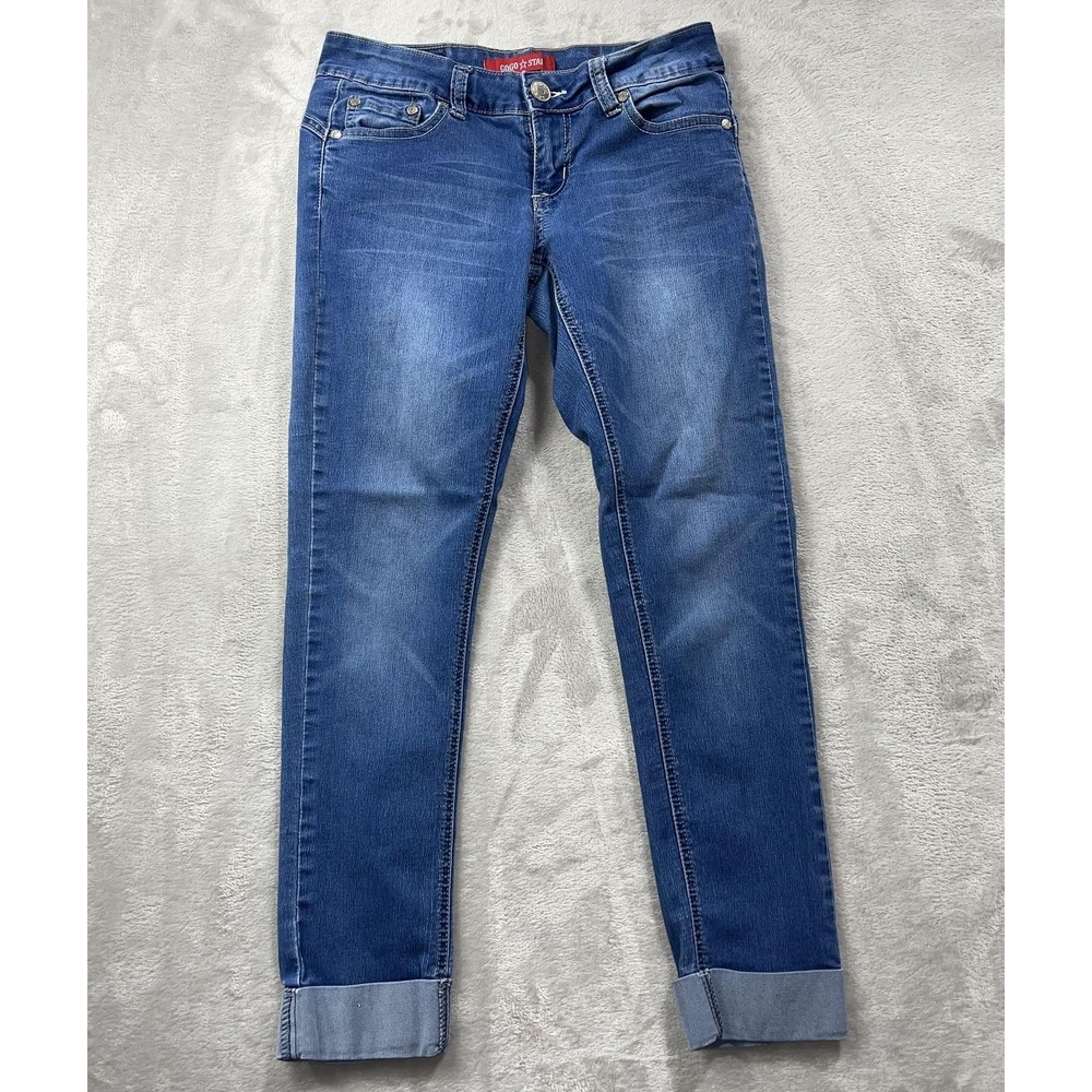 GOGO STAR Jeans Juniors 3 Blue Skinny Stretch Mid Rise Cuffed Ankle